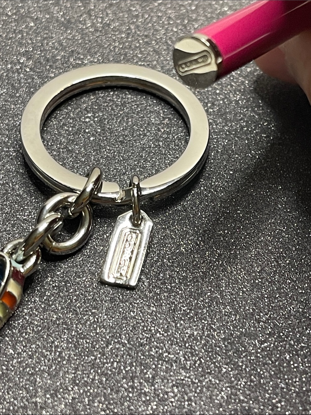 Coach Legacy Striped Enamel Ballet Flat Keychain and Coach Pen - Picture 3 of 8